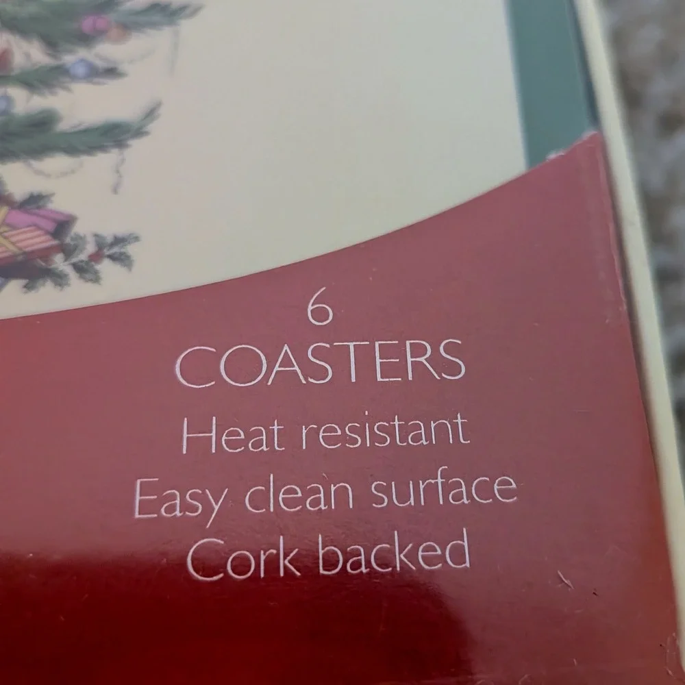Spode‎ Christmas Tree Pimpernel Coasters Set of 6 Cork Backed Heat Resistant NEW